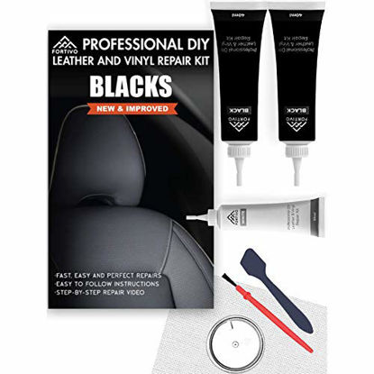 Picture of Black Leather and Vinyl Repair Kit - Furniture, Couch, Car Seats, Sofa, Jacket, Purse, Belt, Shoes | Genuine, Italian, Bonded, Bycast, PU, Pleather |No Heat Required | Repair & Restore