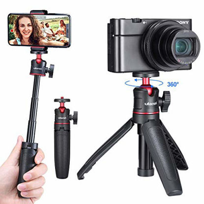 Picture of ULANZI MT-08 Extension Pole Tripod, Mini Selfie Stick Tripod Stand Handle Grip for Webcam iPhone 11 Pro Max Samsung Smartphone Canon G7X Mark III Sony ZV-1 RX100 VII A6400 A6600 Cameras Vlogging