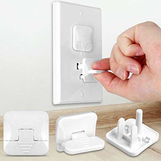 Picture of Outlet Covers with Hidden Pull Handle Baby Proofing Plug Covers (45 Pack) 3-Prong Child Safety Socket Covers Electrical Outlet Protectors Kid Proof Outlet Cap