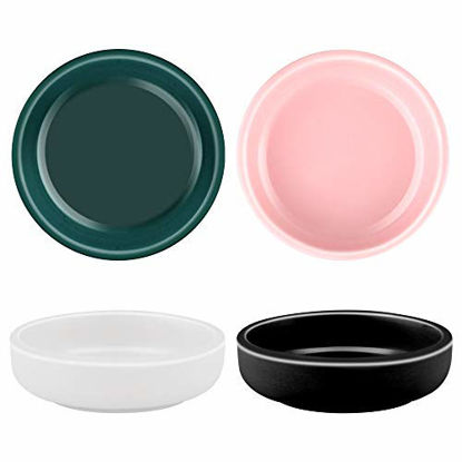 Picture of Cyimi 3.5" Ceramic Soy Dipping Sauce Dishes Multipurpose Porcelain Side Dish Simple Style Single Color Dinnerware Bowl Sauce Serving Dishes Small Set of 4