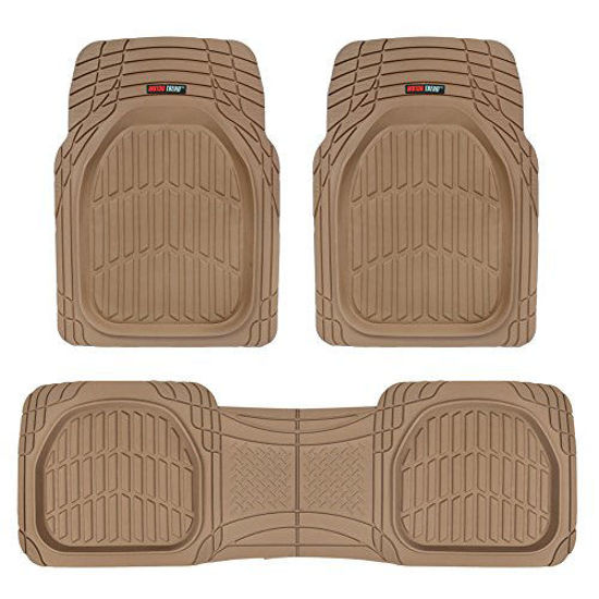 Picture of Motor Trend 923-BG Beige FlexTough Contour Liners-Deep Dish Heavy Duty Rubber Floor Mats for Car SUV Truck & Van-All Weather Protection, Universal Trim to Fit (Tan Beige)