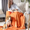 Picture of Bedsure Sherpa Fleece Blanket Twin Size Orange Fall Color Autumn Plush Blanket Fuzzy Soft Blanket Microfiber