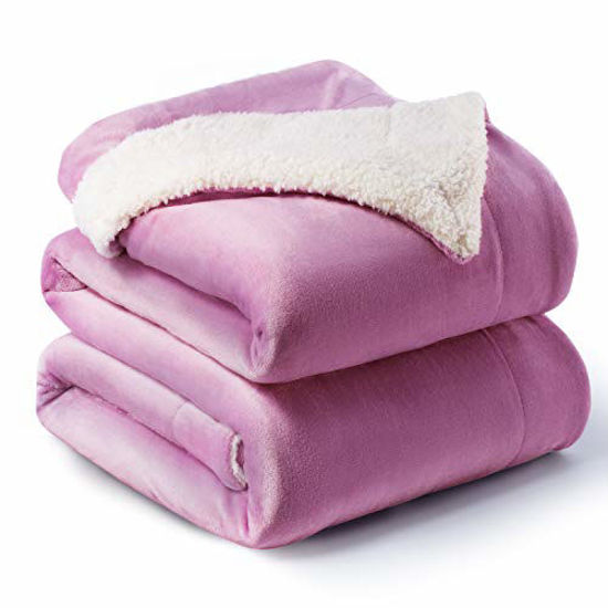 Picture of BEDSURE Sherpa Fleece Blanket Queen Size(Not Electrical) Lalic Plush Blanket Fuzzy Soft Blanket Microfiber