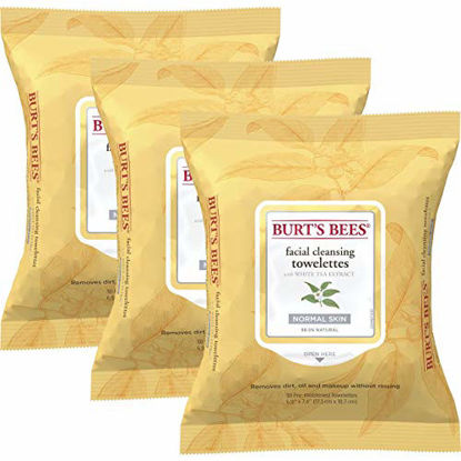 Picture of Burt's Bees Sensitive Facial Cleansing Towelettes with White Tea Extract - 30 Count (Pack of 3)