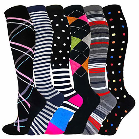 Graduated Compression Socks for Women&Men 20-30mmhg Knee High Sock  (Multicoloured 2E, Small-Medium)