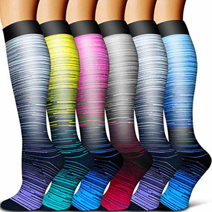 Picture of Copper Compression Socks Women & Men Circulation(6 pairs) - Best for Running, Nursing, Hiking, Recovery & Flight Socks