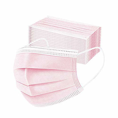 Picture of Disposable 3ply Face Mask Elastic Earloop Mouth Face Cover Masks ,Anti-spittle,Protective Dust(Pink,50pcs)