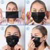 Picture of Face Mask Black, Disposable Face Masks, 3 Layer Design Protection Breathable Face Masks with Elastic earband