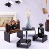 Picture of Chuangdi 2 Sets Acrylic Display Risers, Jewelry Display Riser Shelf Showcase Fixtures (Black, Medium Set)