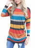 Picture of Yincro Women's Casual Long Sleeve Tunic Tops Fall Tshirt Blouses (Red Orange Striped, L)