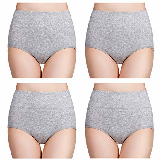 GetUSCart- wirarpa Womens Cotton Underwear Panties High Waisted Full Briefs  Ladies No Muffin Top Underpants 4 Pack White Size 6, Medium