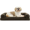 Picture of Furhaven Pet Dog Bed - Orthopedic Ultra Plush Faux Fur and Suede Traditional Sofa-Style Living Room Couch Pet Bed with Removable Cover for Dogs and Cats, Espresso, Medium