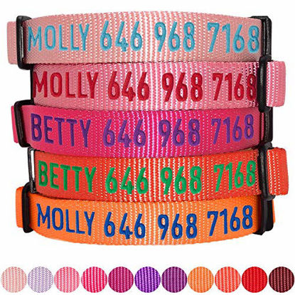 Picture of Blueberry Pet Essentials 22 Colors Personalized Dog Collar, Baby Pink, Small, Adjustable Customized ID Collars for Small Dogs Embroidered with Pet Name & Phone Number