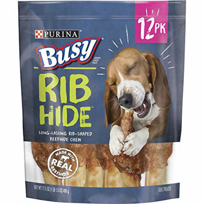 Picture of Purina Busy Small/Medium Breed Dog Rawhide Treat, Rib Hide - 12 ct. Pouch