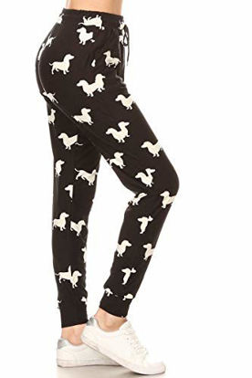 Picture of Leggings Depot JGAX-S668-1X Wiener Dog Print Jogger Pants, 1X Plus