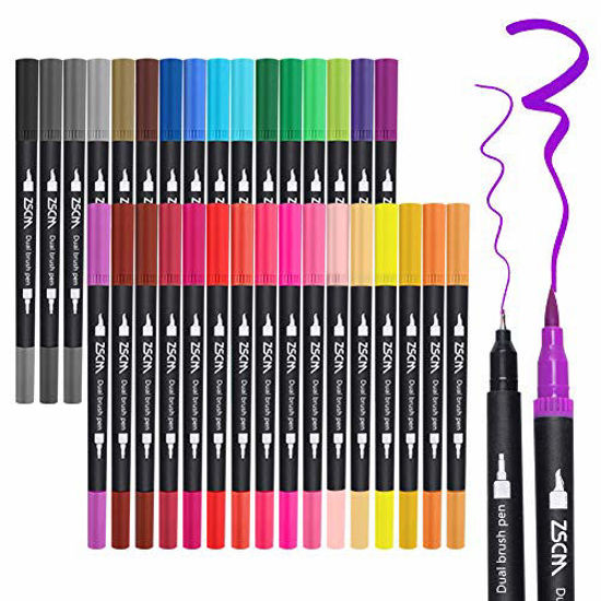 Pack of 24 Dual Tip Brush Art Marker Pens Coloring Markers Fine & Brush Tip  Pen for Adult Coloring Book Note Taking Art Supplier