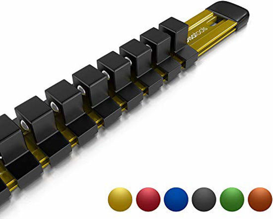 Picture of Olsa Tools 1/2-Inch Drive Aluminum Socket Organizer | Premium Quality Socket Holder (Yellow)