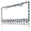 Picture of BLVD-LPF OBEY YOUR LUXURY Popular Bling 7 Row Crystal Metal Chrome License Plate Frame with Screw Caps (1, Grey Leopard)