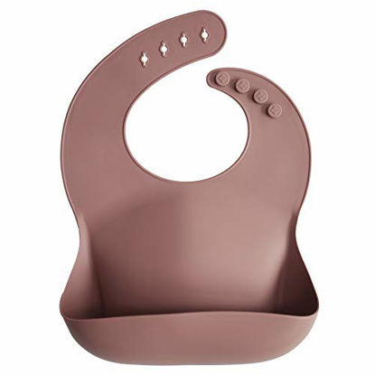 Picture of mushie Silicone Baby Bib | Adjustable Fit Waterproof Bibs (Woodchuck)