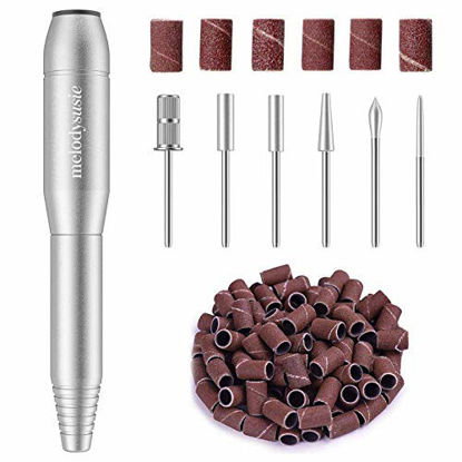 Picture of MelodySusie Portable Electric Nail Drill, Compact Efile Electrical Professional Nail File Kit for Acrylic, Gel Nails, Manicure Pedicure Polishing Shape Tools Design for Home Salon Use, Silver