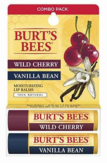 Picture of Burt's Bees 100% Natural Lip Balm, Wild Cherry and Vanilla Bean Blister Box, 0.3 Ounce, 2 Count