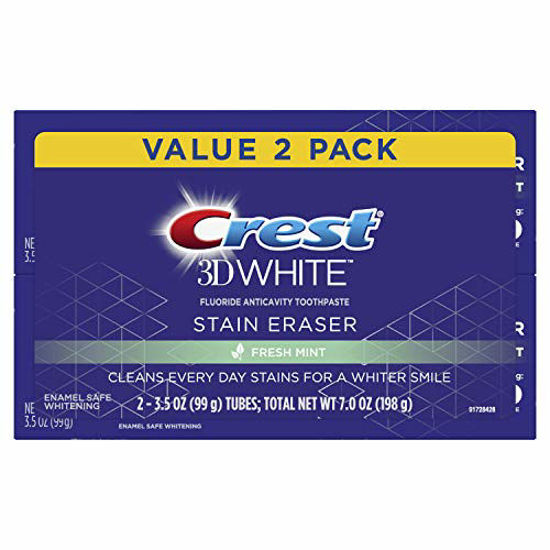 Picture of Crest 3D White Stain Eraser Whitening Toothpaste, Fresh Mint, 2 Count