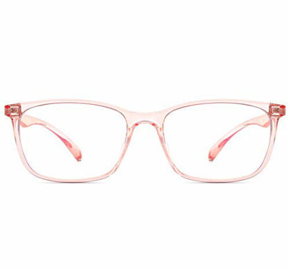 Picture of ANRRI Blue Light Blocking Computer Glasses, Anti Eyestrain UV Filter Lens Lightweight Frame Eyeglasses (Clear Pink)