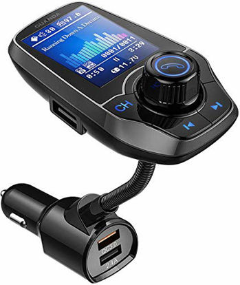 Picture of Guanda Bluetooth FM Transmitter for Car, Bluetooth Car Adapter, 4-in-1 Car MP3 Player with 1.8 Inch Color Display, AUX Input/Output, 3 Port USB, S Handsfree Call, SD/TF Card, USB Disk,QC3.0,5 EQ Modes