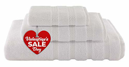 Picture of American Soft Linen 3 Piece, 100% Turkish Genuine Cotton Premium & Luxury Towels Bathroom Sets, 1 Bath Towel 27x54 inch, 1 Hand Towel 16x28 inch & 1 Washcloth 13x13 inch [Worth $36.95] Bright White