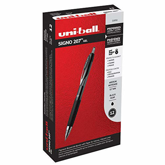 Picture of uni-ball 207 Retractable Gel Pens, Medium Point, Black, Box of 12 - 33950