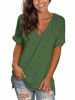 Picture of Womens Summer Tops Short Sleeve Plus Size Tops Cute Spring High Low Green XXL