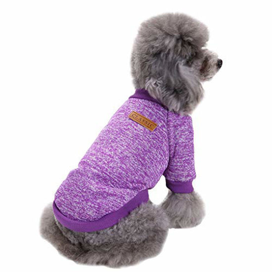 Picture of Fashion Focus On Pet Dog Clothes Knitwear Dog Sweater Soft Thickening Warm Pup Dogs Shirt Winter Puppy Sweater for Dogs (Purple, XS)