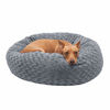 Picture of Furhaven Pet Dog Bed - Round Plush Faux Fur Ultra Calming Deep Sleep Cushion Non-Skid Cuddler Donut Pet Bed with Removable Cover for Dogs and Cats, Silver Frosting, Medium