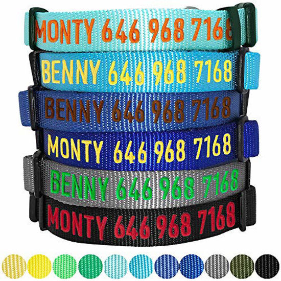 Picture of Blueberry Pet Essentials 22 Colors Personalized Dog Collar, Royal Blue, Medium, Adjustable Customized ID Collars for Medium Dogs Embroidered with Pet Name & Phone Number