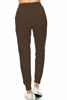 Picture of Leggings Depot JGA128-MOCHA-L Solid Jogger Track Pants w/Pockets, Large