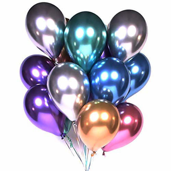 Picture of Party Balloons 12inch 50pcs Assorted Color Metallic Latex Balloons Birthday Helium Balloons