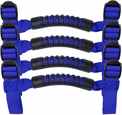 Picture of 4 x Roll Bar Grab Handles Grip Handle for Jeep Wrangler YJ TJ JK JKU JL JLU Sports Sahara Freedom Rubicon X & Unlimited 1955-2020 (Blue)