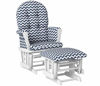 Picture of Windsor Glider and ottoman-white w/ navy chevron