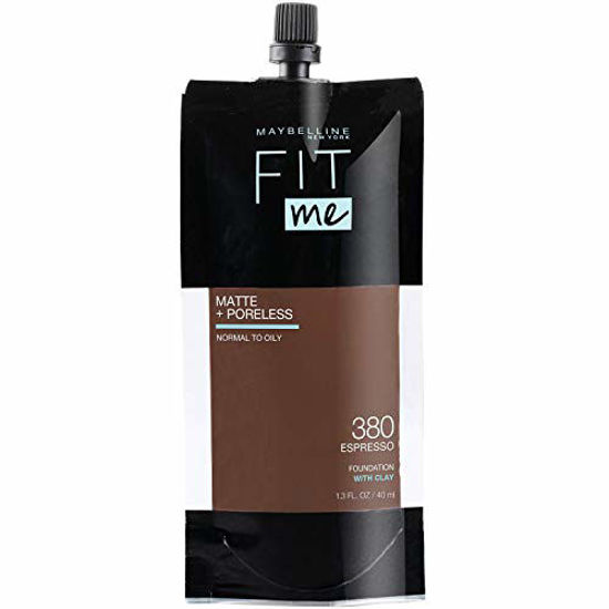 Maybelline Fit Me Matte + Poreless Liquid Foundation Makeup, 380 Espresso,  1 fl oz