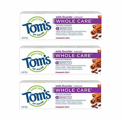 Picture of Tom's of Maine Whole Care Natural Toothpaste with Fluoride, Cinnamon Clove, 4.0 oz. 3-Pack