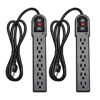 Picture of KMC 6-Outlet Surge Protector Power Strip 2-Pack, 900 Joule, 4-Foot Cord, Overload Protection, Black