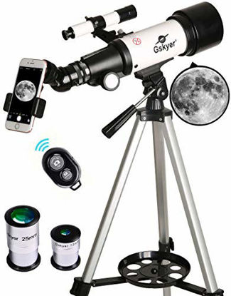 Picture of Gskyer Telescope, 70mm Aperture 400mm AZ Mount Astronomical Refracting Telescope for Kids Beginners - Travel Telescope with Carry Bag, Phone Adapter and Wireless Remote