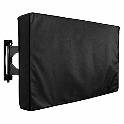 Picture of Outdoor TV Cover 52" - 55" - WITH BOTTOM COVER - The BEST Black Quality Weatherproof and Dust-proof Material with Microfiber Cloth. Protect Your TV Now!