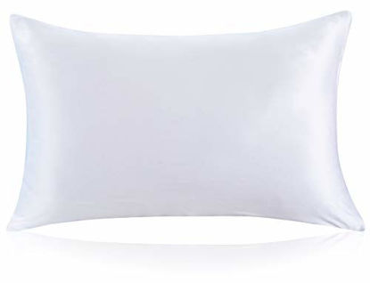 Picture of ZIMASILK 100% Mulberry Silk Pillowcase for Hair and Skin ,Both Side 19 Momme Silk, 1pc (Queen 20''x30'', White)