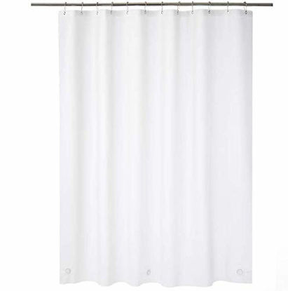 Picture of AmazerBath Plastic Shower Curtain, 72 x 96 Inches Frosted EVA 8G Thick Bathroom Plastic Shower Curtains with Heavy Duty Clear Stones and Grommet Holes