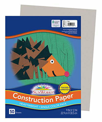 Picture of Sunworks Construction Paper, Gray, 9" x 12", 50 Sheets - 8803
