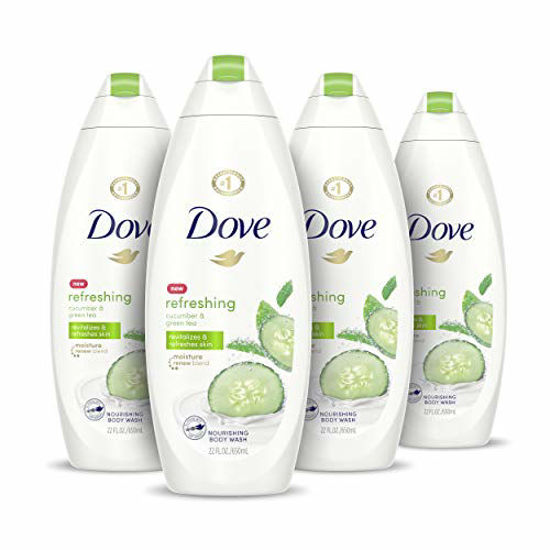 Picture of Dove go fresh Refreshing Body Wash Revitalizes and Refreshes Skin Cucumber and Green Tea Effectively Washes Away Bacteria While Nourishing Your Skin 22 oz, 4 Count