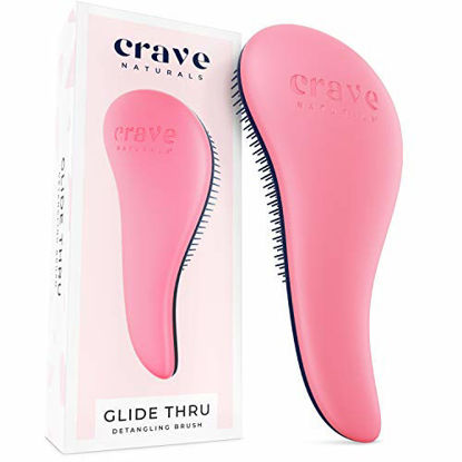 Picture of Crave Naturals Glide Thru Detangling Brush for Adults & Kids Hair - Detangler Hairbrush for Natural, Curly, Straight, Wet or Dry Hair (BLACK)