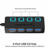 Picture of Sabrent 4-Port USB 3.0 Hub with Individual LED Lit Power Switches, Includes 5V/2.5A Power Adapter (HB-UMP3)