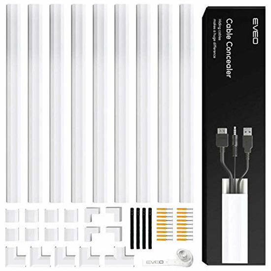 Picture of Cable Concealer on Cord Cover Wall - Paintable Cable Cover for Wire Hiders for TV on Wall - Cable Management Cord Hider Wall Including Connectors & Adhesive Strips Connected to Cable Raceway